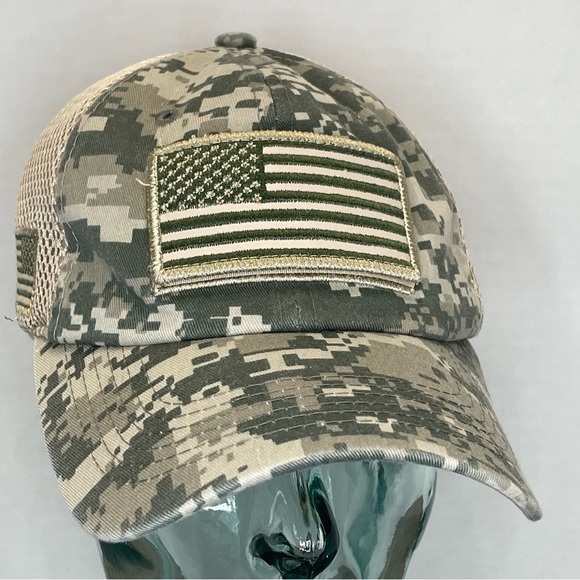 Camouflage American Flag Cap Pit Bull. OS. Adjustable. Mesh - Picture 1 of 8